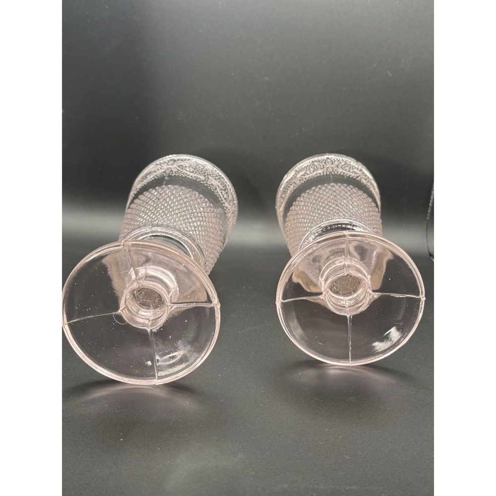 Lot 2 Vtg 6 3/4" Tiara Pink Glass Sandwich Iced Tea Goblets By Indiana Glass GUC - Picture 4 of 7